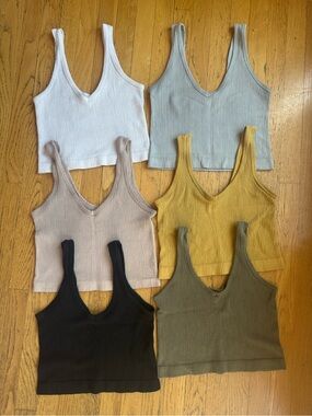 Set of 6 | Urban Outfitters Out From Under Drew Seamless Ribbed Cropped Tank Top